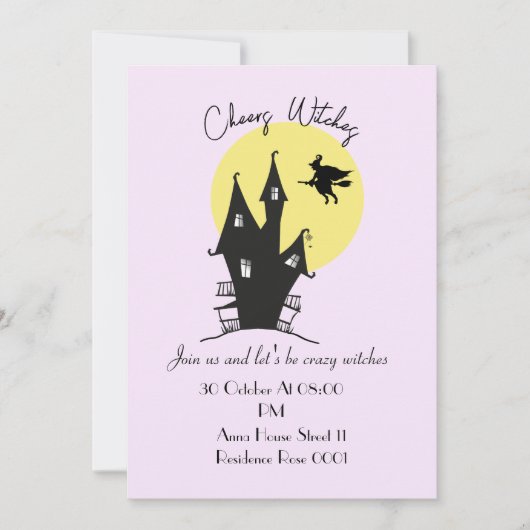 女性向けウィッチーズハロウィンパーティーカード 招待状 (正面)