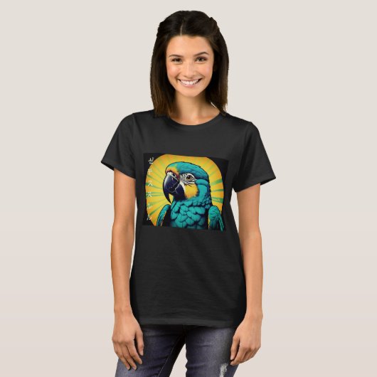 女性向けオウム鳥デザインTシャツ Tシャツ (正面フル)