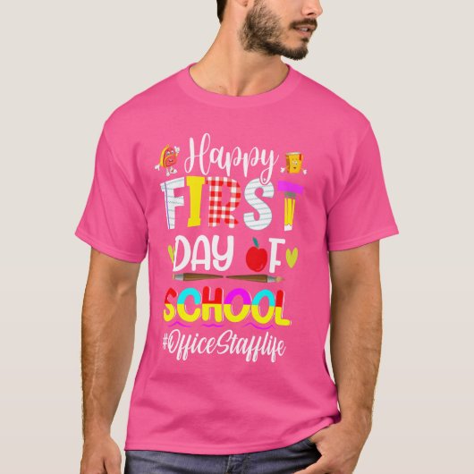 女性向けオフィススタッフのための学校の初日のTシャツ M Tシャツ (正面)