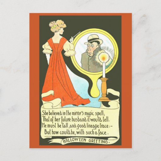 女性向けハロウィンはがきヴィンテージ ポストカード (正面)