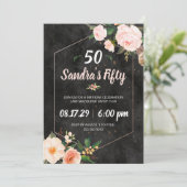 女性向けピンクの花束の招待状 招待状 (スタンド正面)