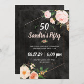 女性向けピンクの花束の招待状 招待状 (正面/裏面)