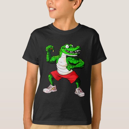 女性向けフィットネス ワニ Vネック Tシャツ (正面)