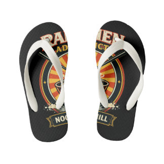 女性向けライトブルーデニムジャケット ラーメングラフィック付き キッズビーチサンダル