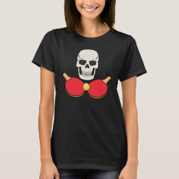 女性向け卓球ドクロTシャツデザイン Tシャツ