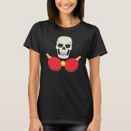 女性向け卓球ドクロTシャツデザイン Tシャツ