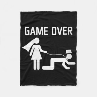 女性向け面白い新婦新郎結婚独身パーティー フリースブランケット