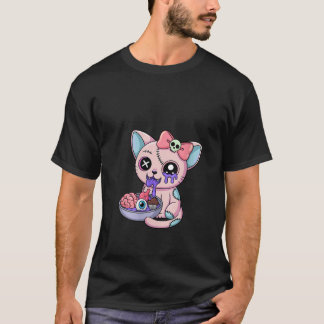 女性向け かわいい パステルゴス猫 ラーメンを食べる Tシャツ