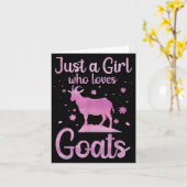 女性向け ヤギ デザイン,少女,ピグミー ヤギ,ヤギ飼い,ヤギ カード (黄色い花)