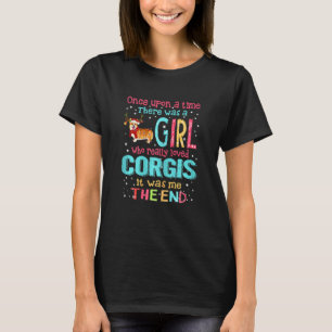 女性向け 昔々コーギー好きな女の子がいましたC Tシャツ