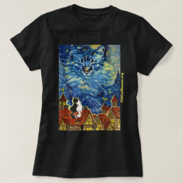 女性向けTシャツのサイトを持つスターリー·ナイトキャット Tシャツ