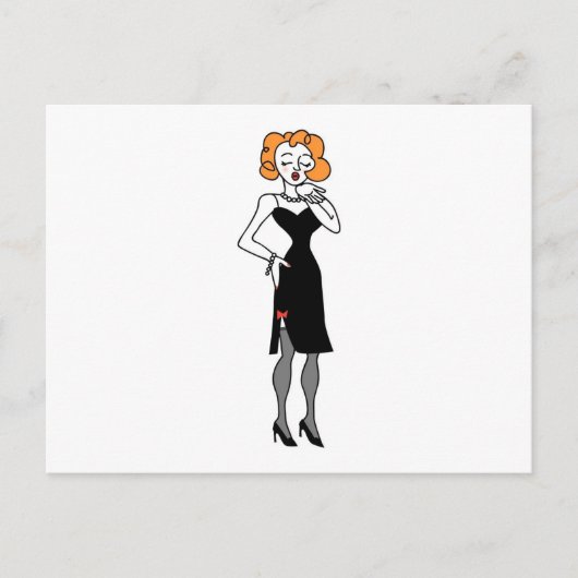 女性吹キス ポストカード (正面)