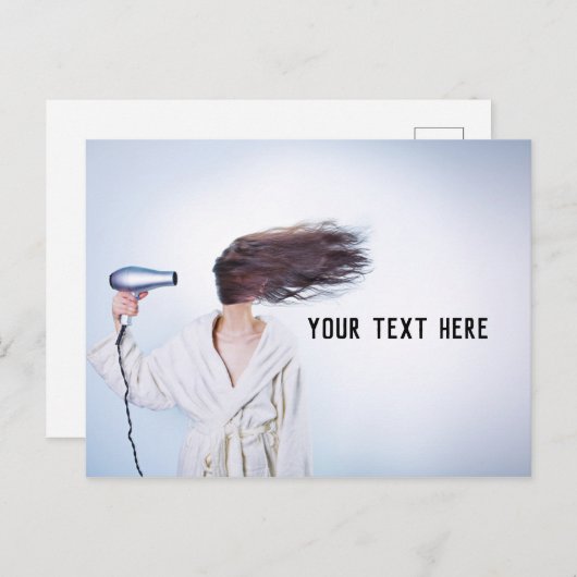 女性吹乾毛はがきおもしろい ポストカード (正面/裏面)