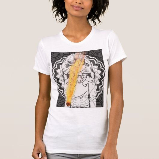 女性吹抽象芸術小惑星 Tシャツ (正面)