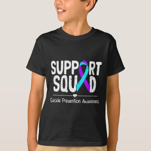 女性啓発 ティールパープルリボン 男性サポート Tシャツ (正面)
