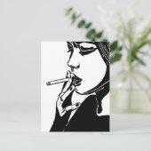 女性喫煙抽象芸術ブラック&ホワイトオリジナルアート ポストカード (スタンド正面)