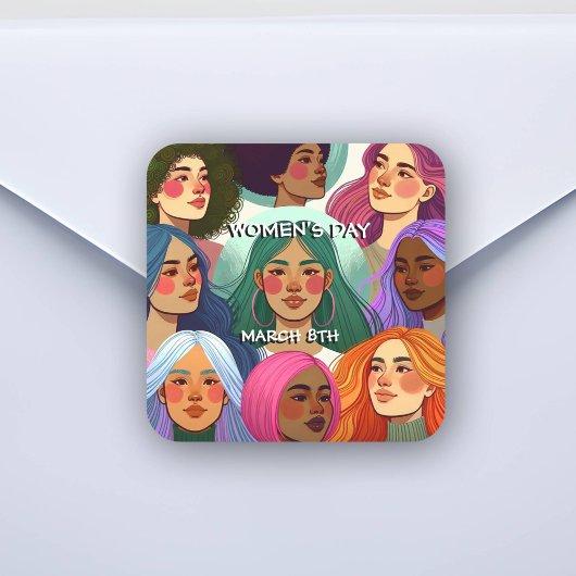 女性国際的の日の平等と多様性 スクエアシール