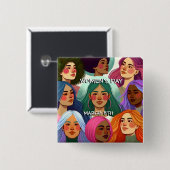 女性国際的の日の平等と多様性 缶バッジ (正面&裏面)