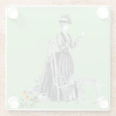 女性土地測量用西洋測量ヴィンテージガラスC ガラスコースター (裏面)