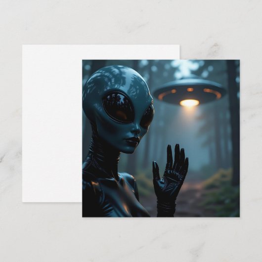 女性地球外エイリアンとUFO (正面/裏面)