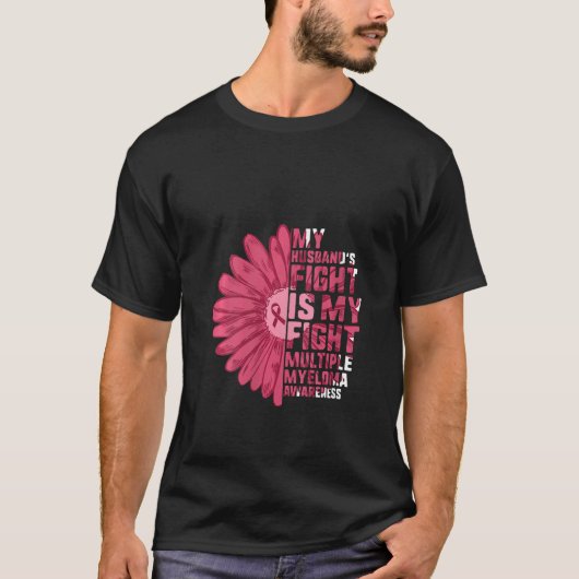 女性多発性骨髄腫 私の夫の闘いは私の闘いF Tシャツ (正面)