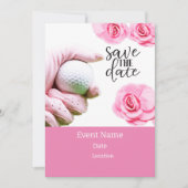 女性大会のためのピンクの花を持つゴルフボール 招待状 (正面)