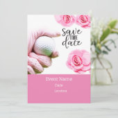 女性大会のためのピンクの花を持つゴルフボール 招待状 (スタンド正面)