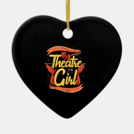 女性女優ガールミュージカルブロードウェイ女優キャラクター セラミックオーナメント (正面)