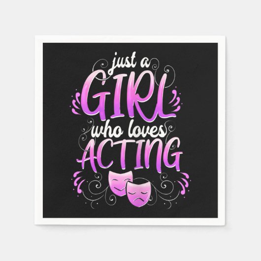 女性女優ガール演技ブロードウェイミュージカル文字 スタンダードカクテルナプキン (正面)