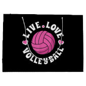 女性女子バレーボールFaのためのライブラブバレーボール ラージペーパーバッグ (裏面)