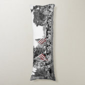 女性女子1910アメリカ国旗の広角アンティーク ボディピロー (正面縦)