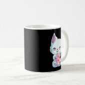 女性女子Kaのかわいい猫いちごミルクシャツ コーヒーマグカップ (正面右)