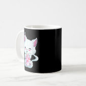 女性女子Kaのかわいい猫いちごミルクシャツ コーヒーマグカップ (正面左)