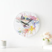 女性女性顔ポートレート ラージ壁時計 (ホーム)