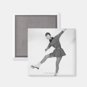 女性姿スケートで滑る マグネット (正面/裏面)