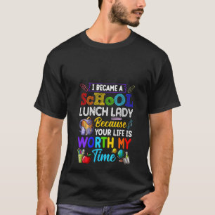 女性学校給食レディーキュート感謝バックT Tシャツ