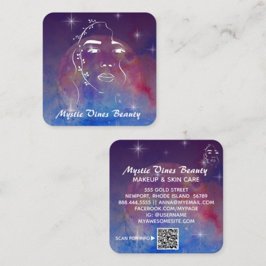 *~*女性宇宙植物女神フローラQRムーンスクア スクエア名刺 (正面/裏面)