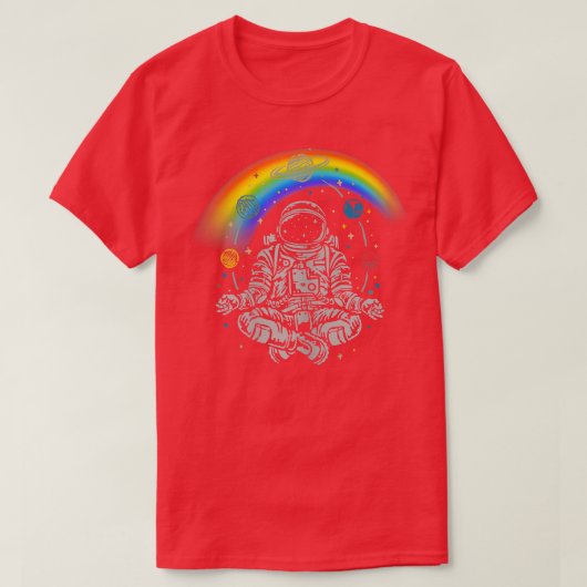 女性宇宙飛行士レッドヨガTシャツ Tシャツ (デザイン正面)