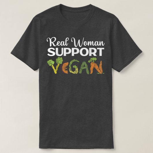 女性実在ビーガン健康食品ベジタリアンV Tシャツ (デザイン正面)