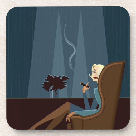 女性実業家の喫煙のシガー コースター (正面)