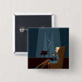 女性実業家の喫煙のシガー 缶バッジ (正面&裏面)