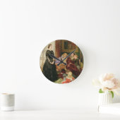 女性家庭教師1860年(キャンバスの油) ラウンド壁時計 (ホーム)