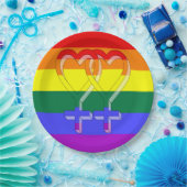 女性対プライド記号虹フラグ ペーパープレート (パーティー)