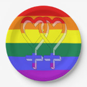 女性対プライド記号虹フラグ ペーパープレート (正面)