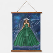 女性山羊座女神ファッションイラストレーション 吊り下げ型タペストリー (正面)
