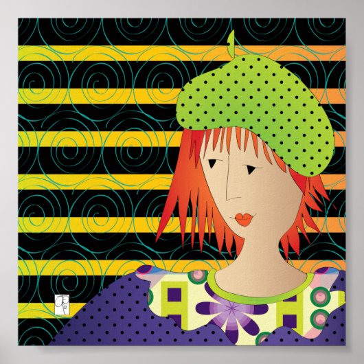 女性帽子ベレー帽ポスター ポスター (正面)