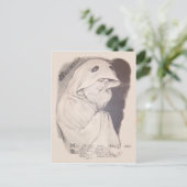 女性幽霊衣装シートセピア ポストカード (スタンド正面)