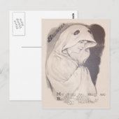 女性幽霊衣装シートセピア ポストカード (正面/裏面)