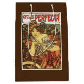 女性広告Posteが付いているパーフェクタの自転車 ミディアムペーパーバッグ (正面)