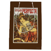 女性広告Posteが付いているパーフェクタの自転車 ミディアムペーパーバッグ (裏面)